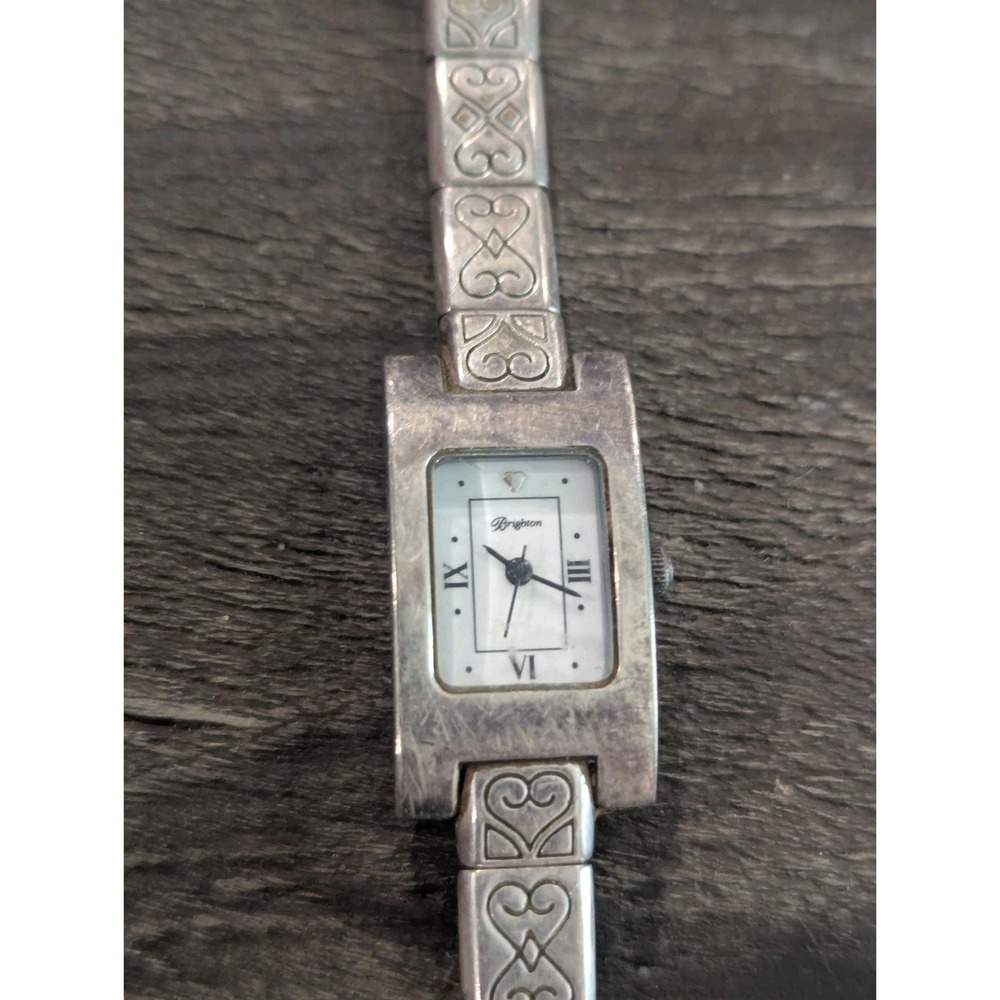 Brighton Mercedes Silvertone Watch Toggle Clasp Heart Scrollwork Retired